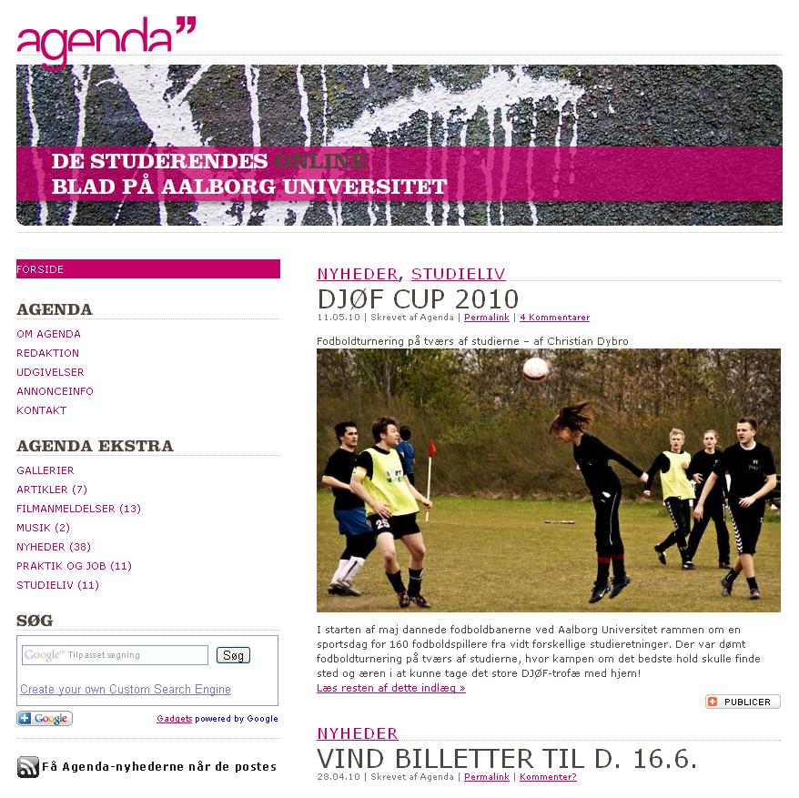 agenda.aau.dk after reorganization